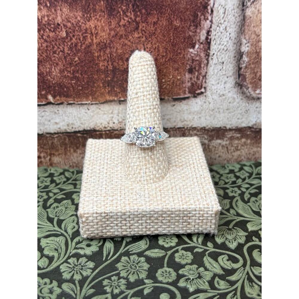 Size 5 - Cushion & Pear Cut Moissanite Ring 3.78 CTW set in 925 Sterling Silver